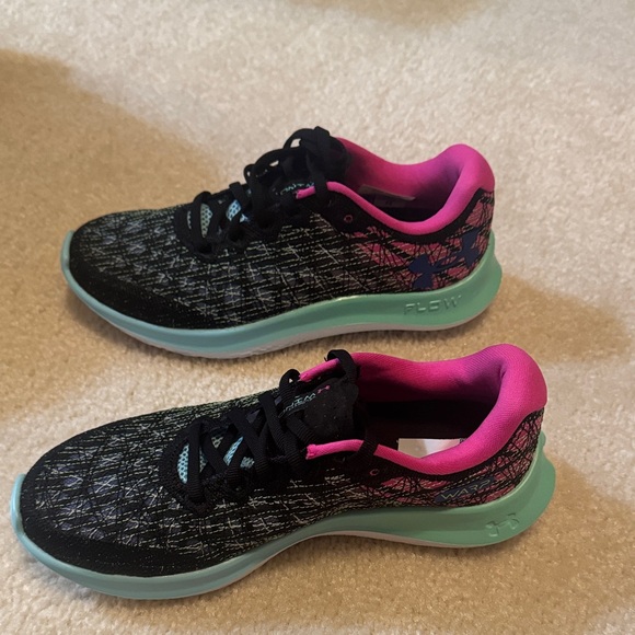 Under Armour Women's Black Running Shoes with Pink and Teal Accents - Picture 3 of 3